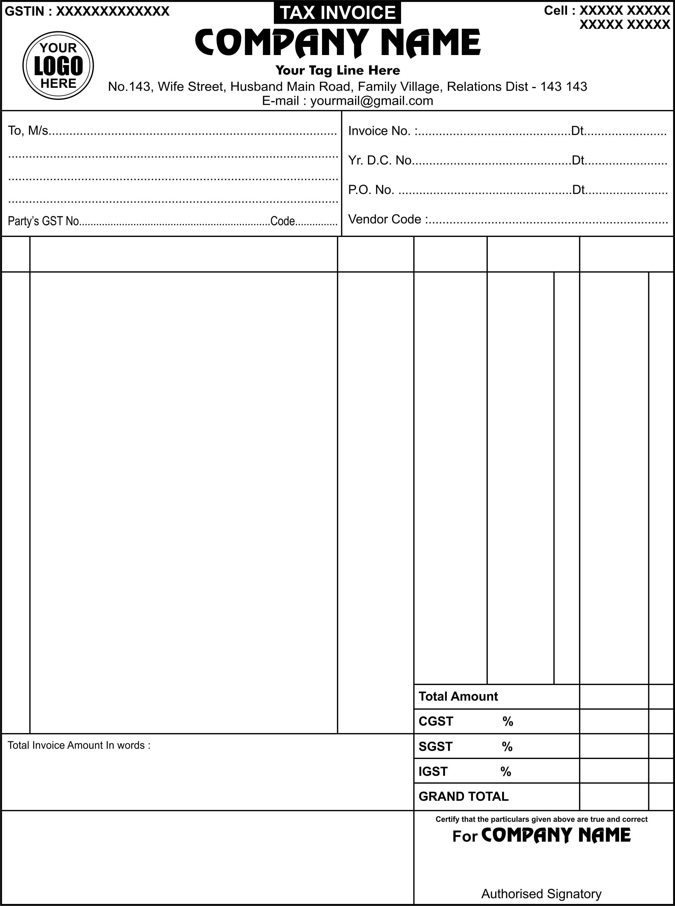 Simple Tax Invoice 6 Printing Design